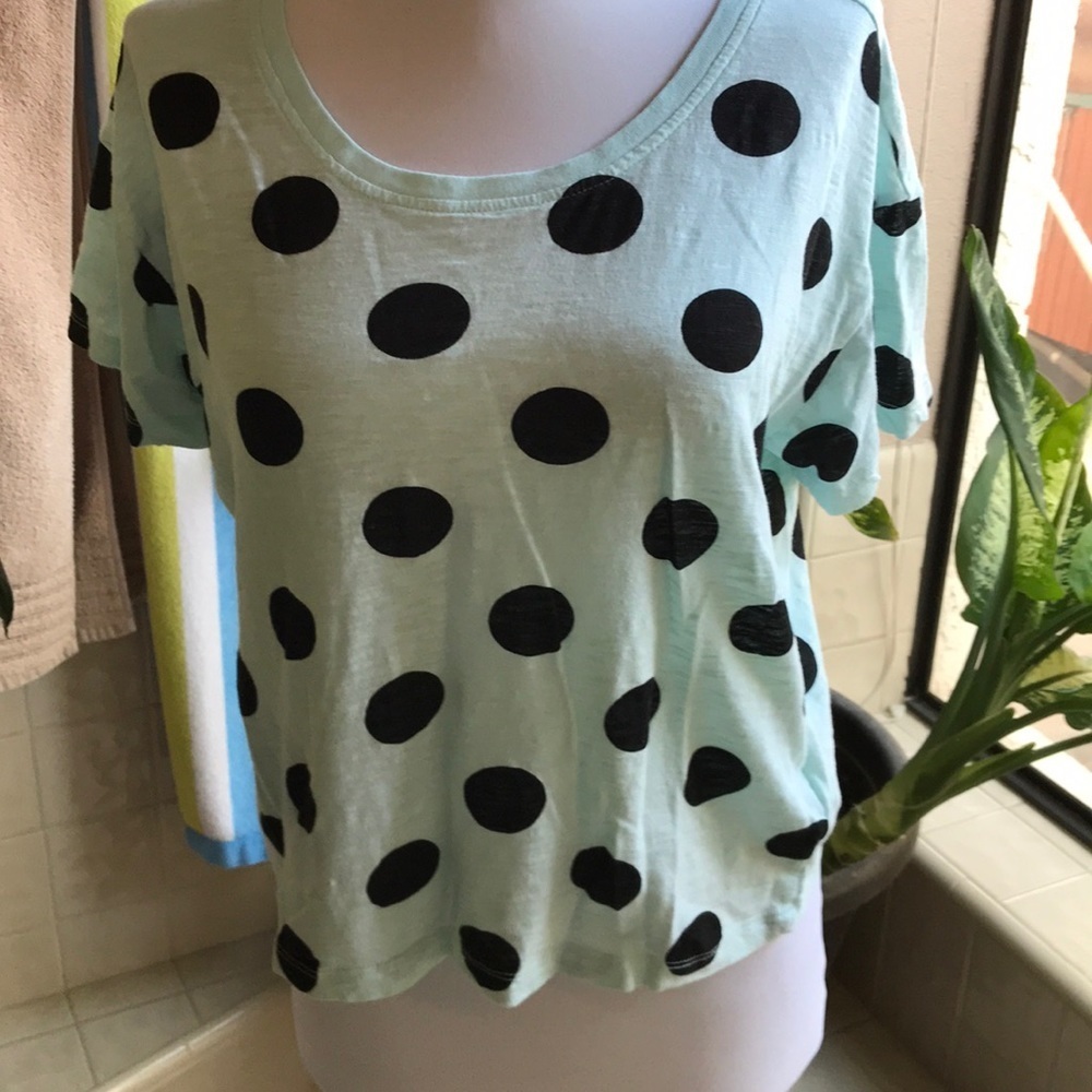 Forever 21 light green polka dot crop top